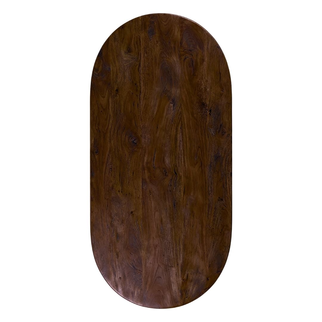 Label51 - Plateau de table demi-cercle bord droit - Bois de manguier - Espresso - 240 x 100 cm
