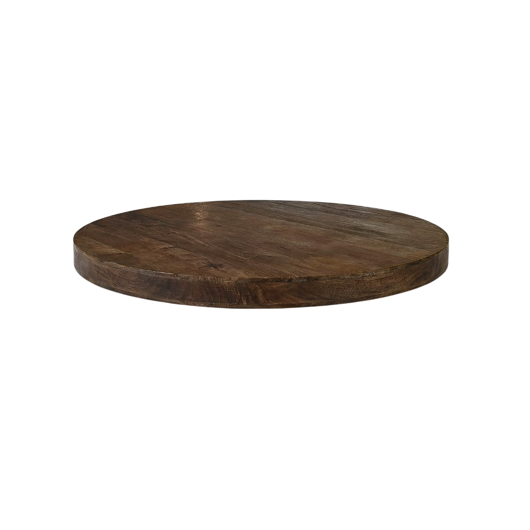 Label51 - Plateau de table rond bord droit - Bois de manguier - Espresso - 120 x 120 cm