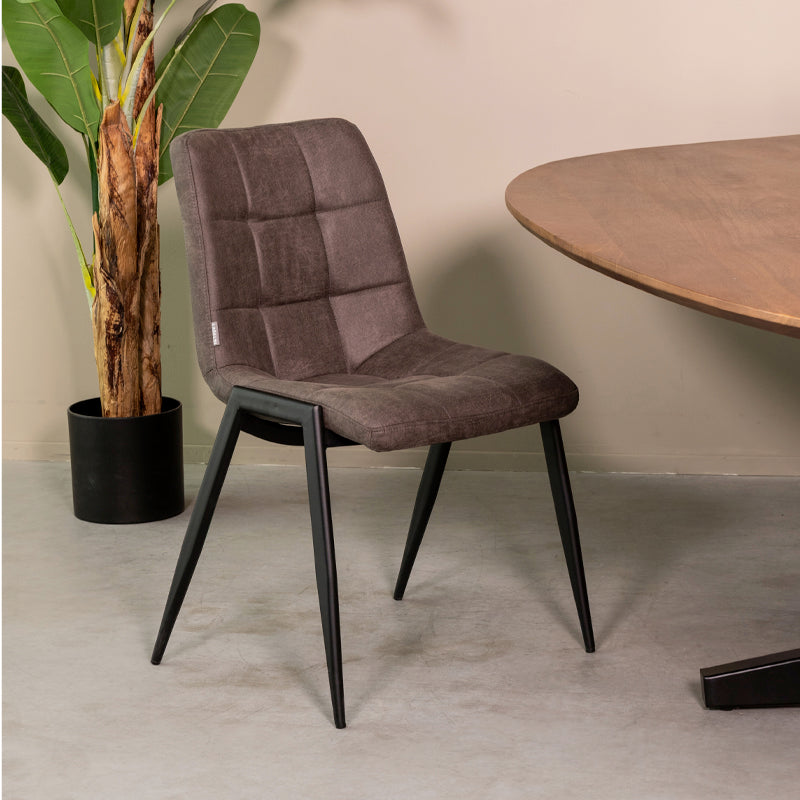 Label51 - Chaise de salle à manger Noor - Microsuède - Anthracite - 51 x 41 x 84 cm