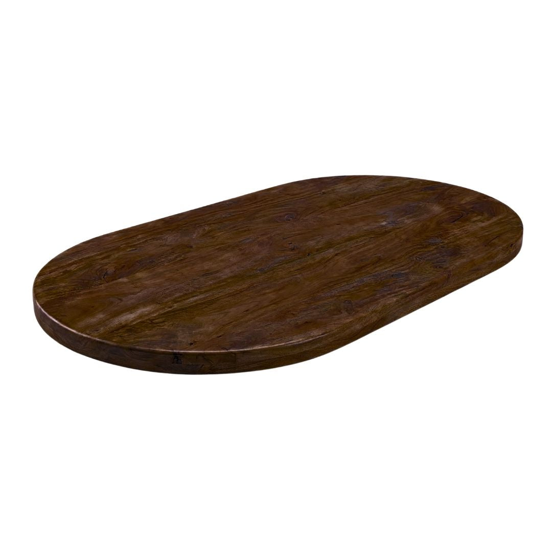 Label51 - Plateau de table demi-cercle bord droit - Bois de manguier - Espresso - 220 x 100 cm