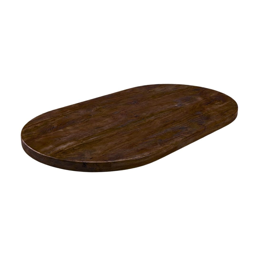 Label51 - Plateau de table demi-cercle avec bord droit - Bois de manguier - Espresso - 200 x 100 cm
