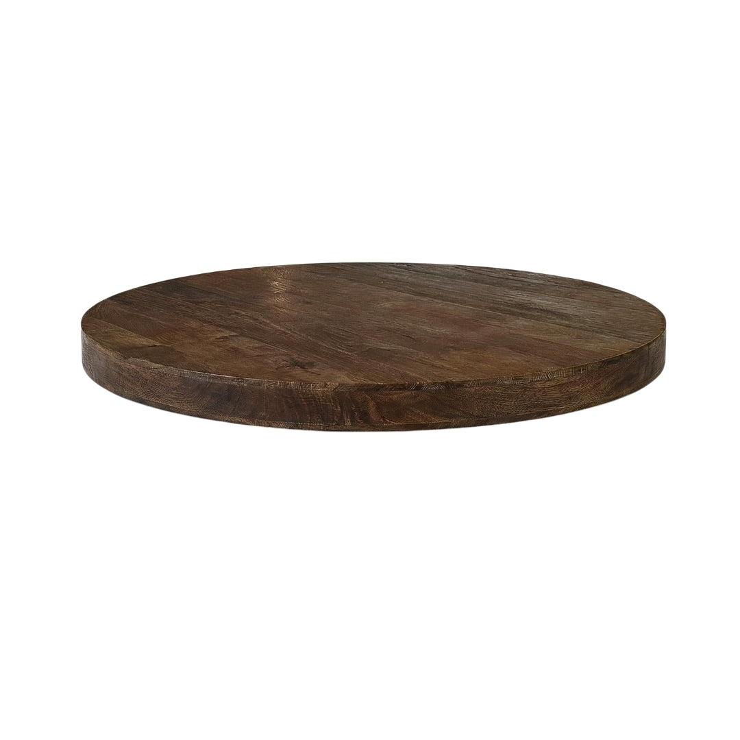 Label51 - Plateau de table rond bord droit - Bois de manguier - Espresso - 130 x 130 cm
