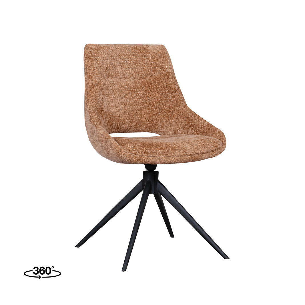 Label51 - Eetkamerstoel Marlow - Stof - Cognac - 48 x 63 x 86 cm