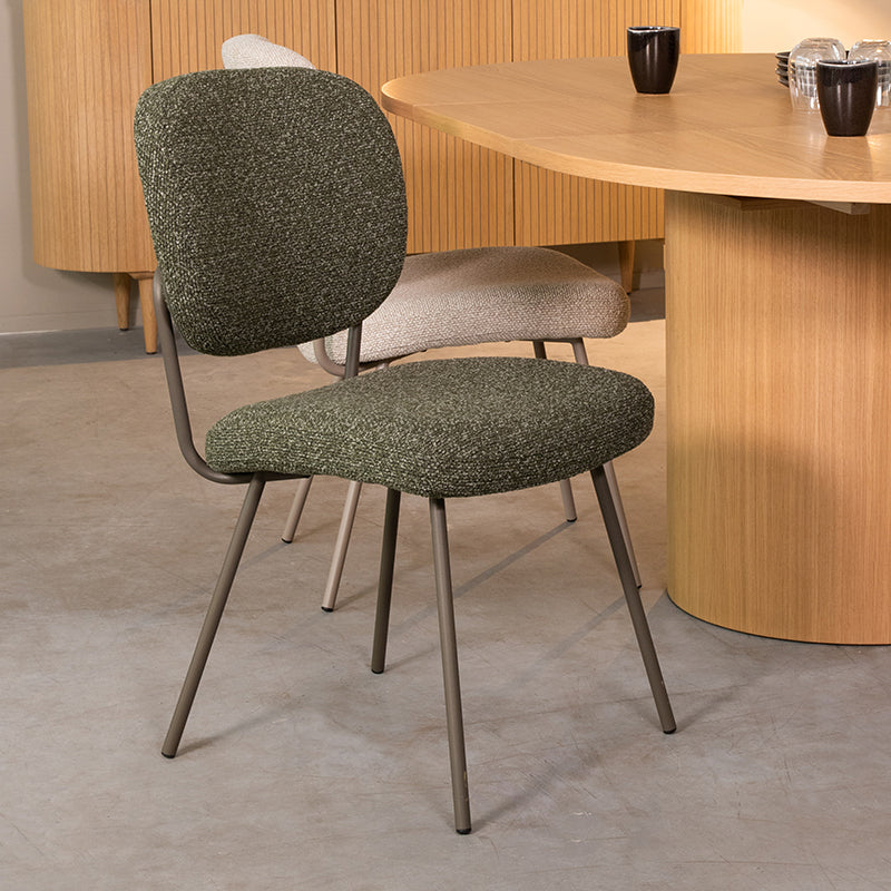 Label51 - Chaise de salle à manger Singapore - Bouclette - Vert forêt - 49 x 63 x 90 cm