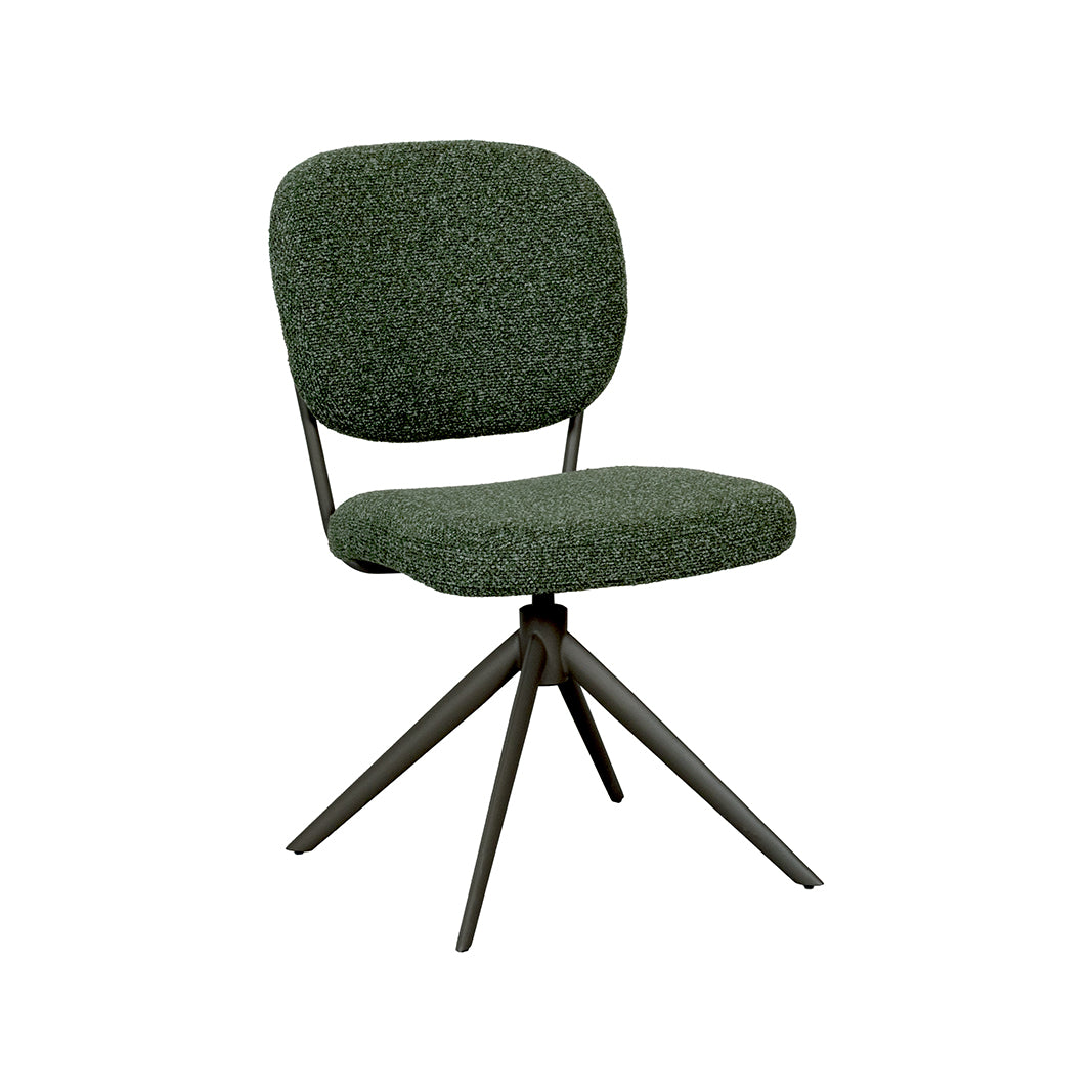 Label51 - Eetkamerstoel Geneva - Bouclé - Bosgroen - 49 x 63 x 90 cm