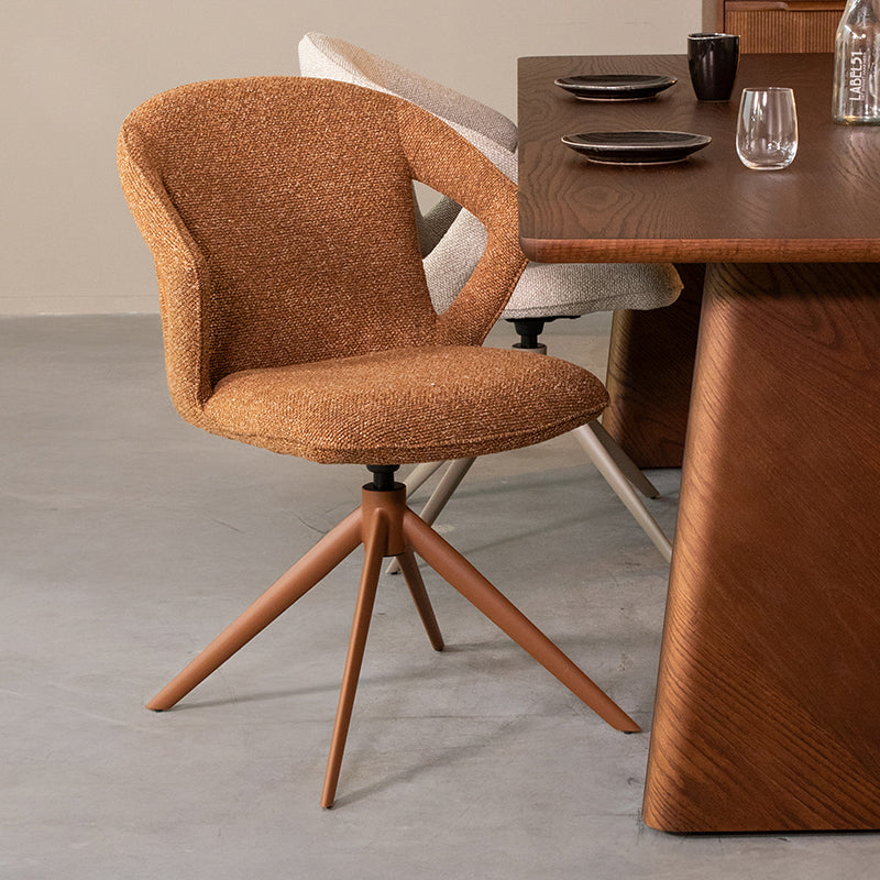 Label51 - Chaise de salle à manger Zurich - Bouclé - Corail - 64 x 56 x 86 cm
