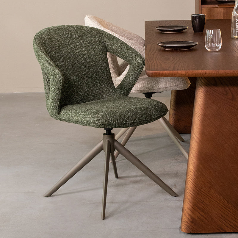 Label51 - Chaise de salle à manger Zurich - Bouclé - Vert forêt - 64 x 56 x 86 cm