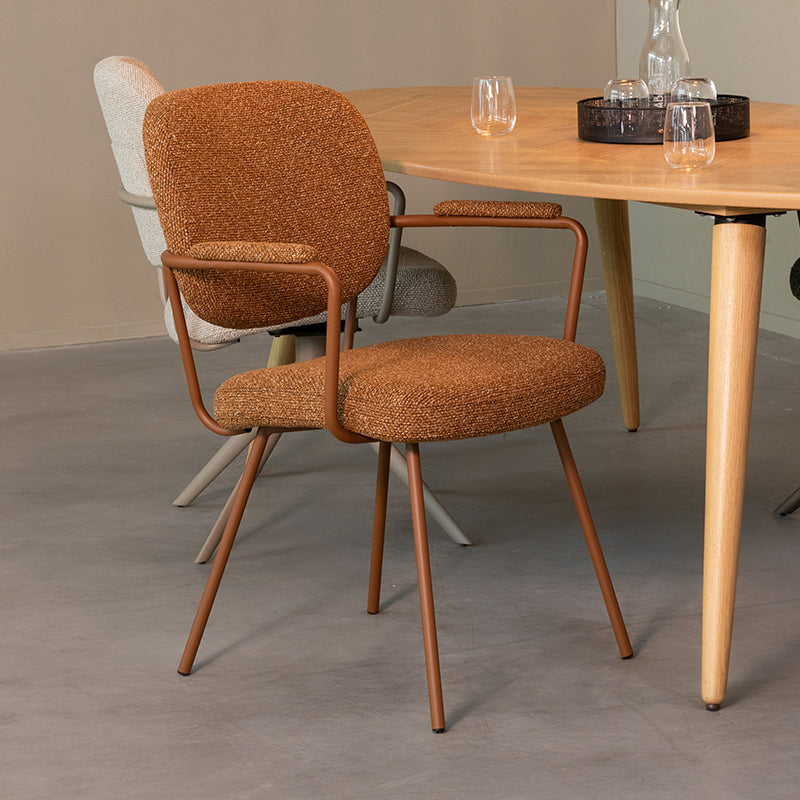 Label51 - Chaise de salle à manger Lausanne - Bouclé - Corail - 61 x 64 x 89 cm