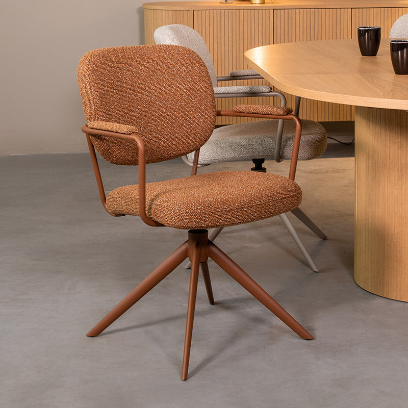 Label51 - Chaise de salle à manger Basel - Bouclé - Corail - 61 x 64 x 89 cm