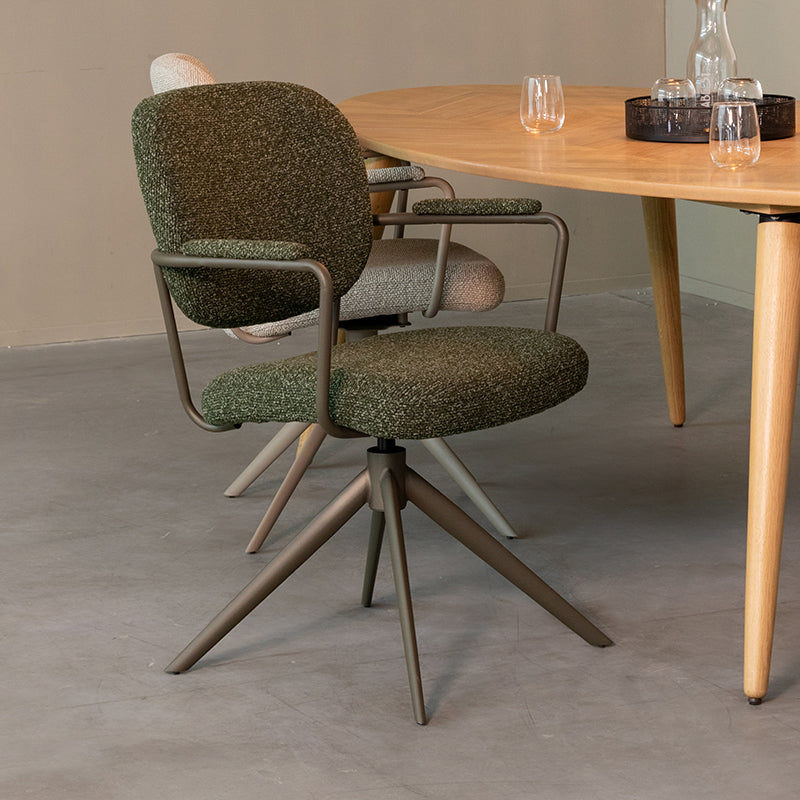 Label51 - Chaise de salle à manger Basel - Bouclé - Vert forêt - 61 x 64 x 89 cm