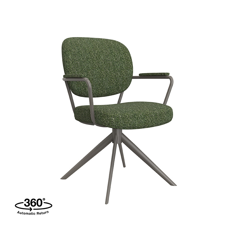 Label51 - Chaise de salle à manger Basel - Bouclé - Vert forêt - 61 x 64 x 89 cm