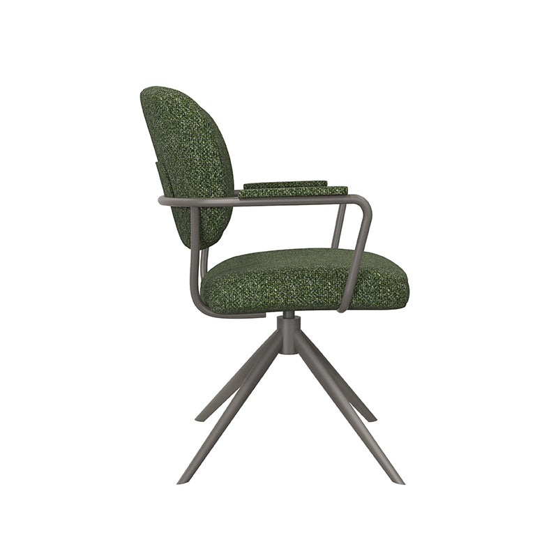 Label51 - Chaise de salle à manger Basel - Bouclé - Vert forêt - 61 x 64 x 89 cm