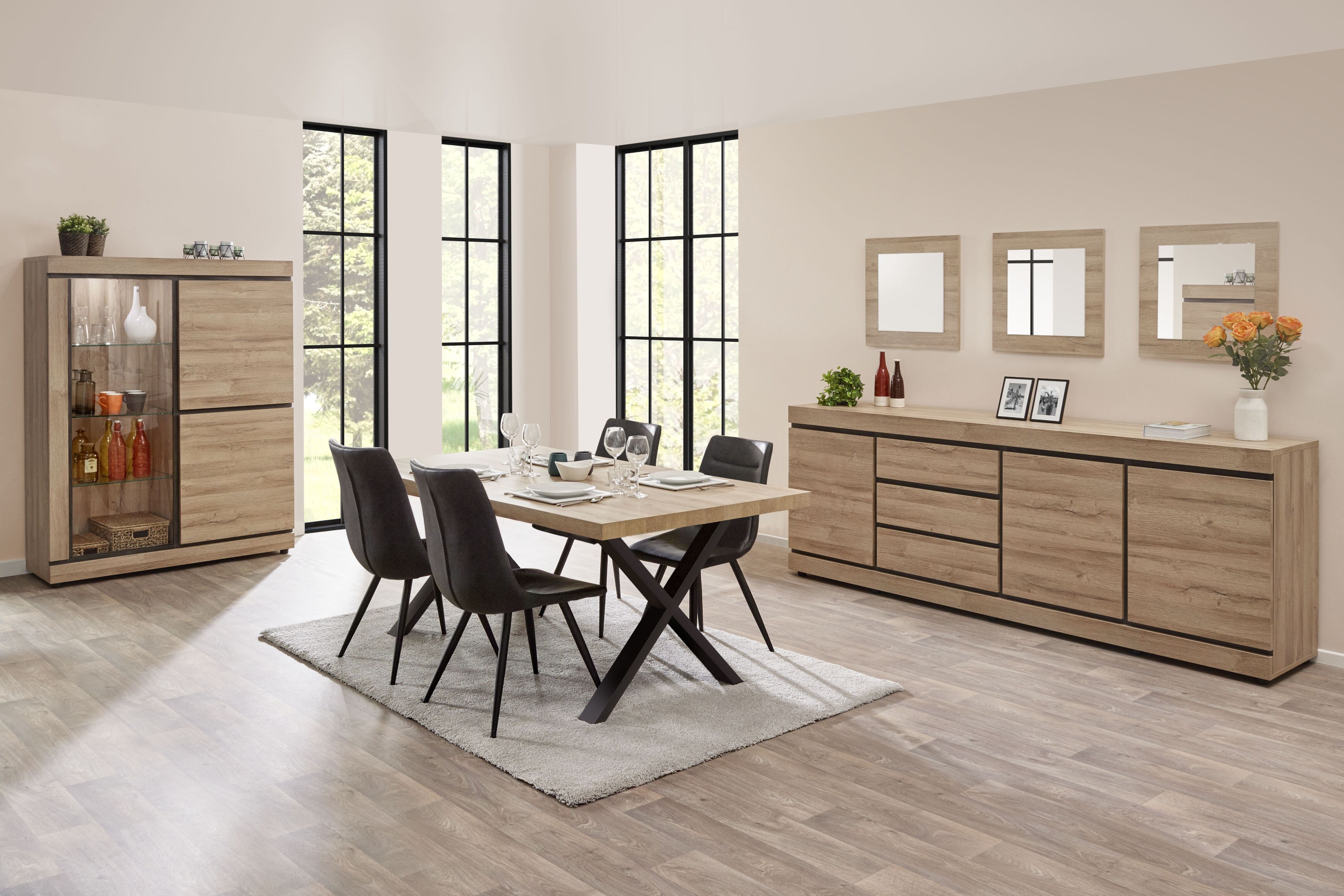 Image of GBO - Eetkamer Marnix 1 - 3-delige set - French Oak. Op zoek naar etkamer meubel in trendy look voor uw interieur? Dan is  MARNIX collectie precies vo...