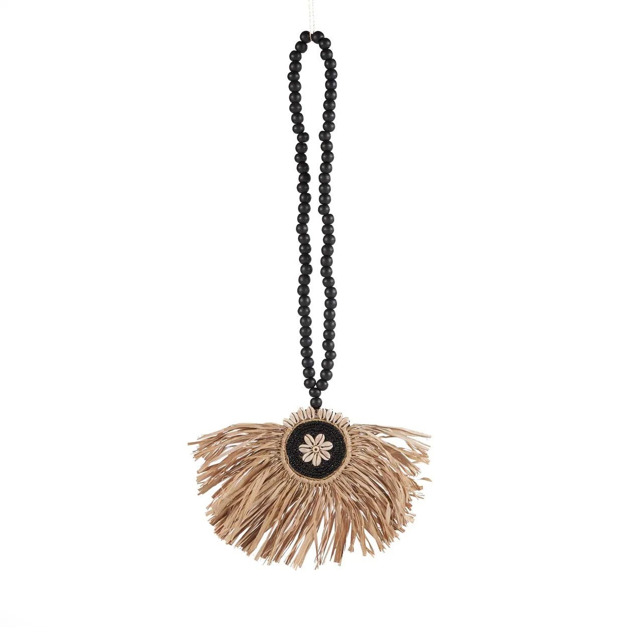 BB - Deocratie Raffia Mahkota Kwastje - Natuurlook Zwart