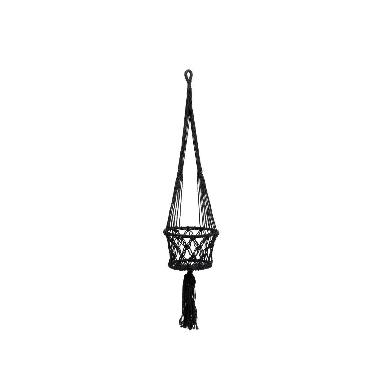 BB - Plantenhouder Macramé - Zwart - S_40
