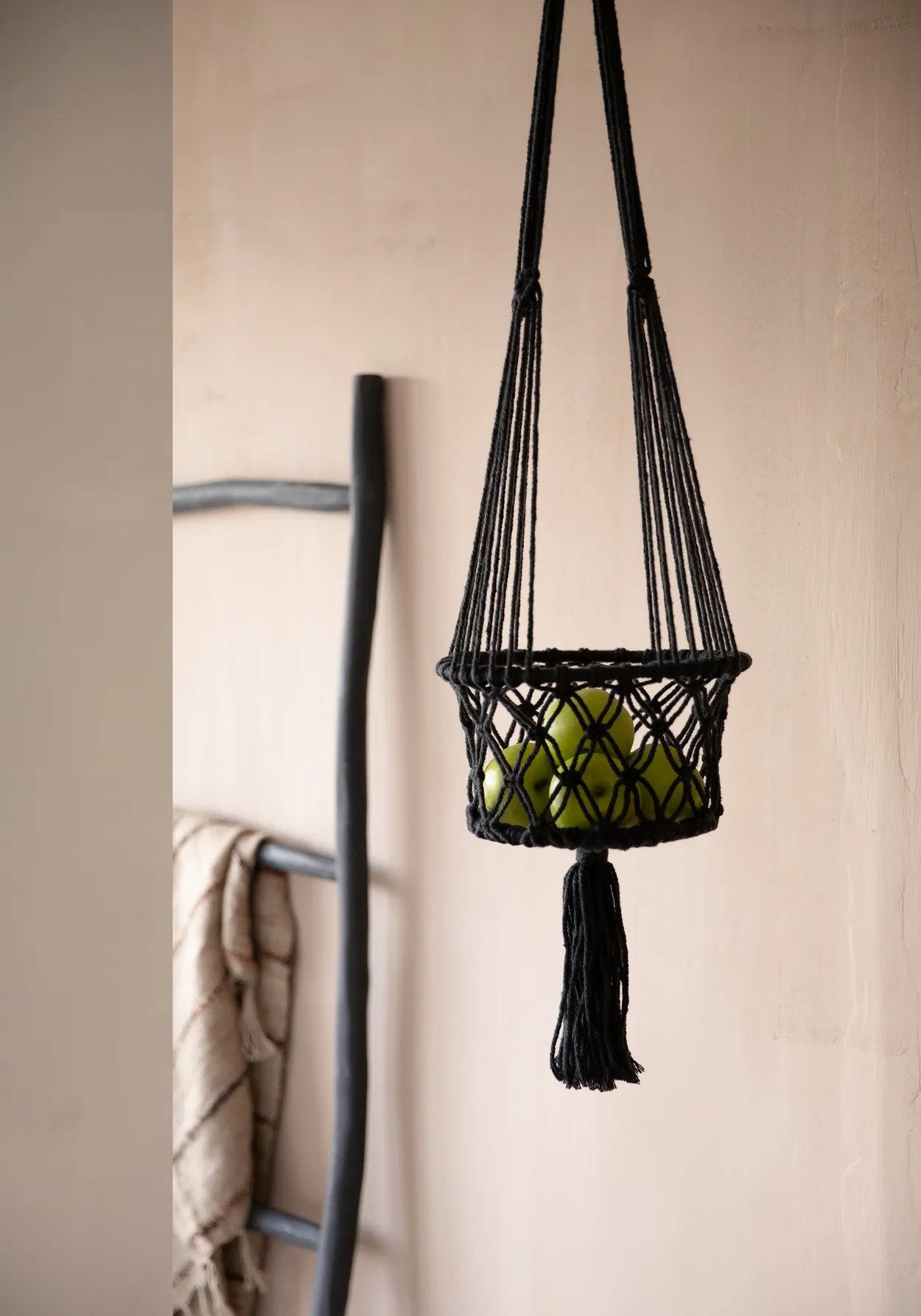 BB - Plantenhouder Macramé - Zwart - S_40
