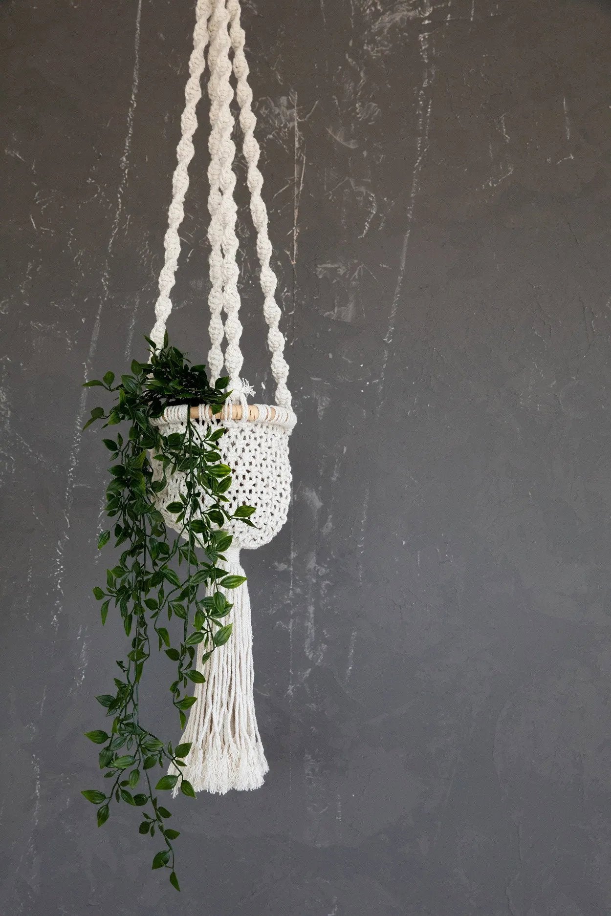 BB - Plantenhouder Twisted Macramé - Natuurlook Wit -S
