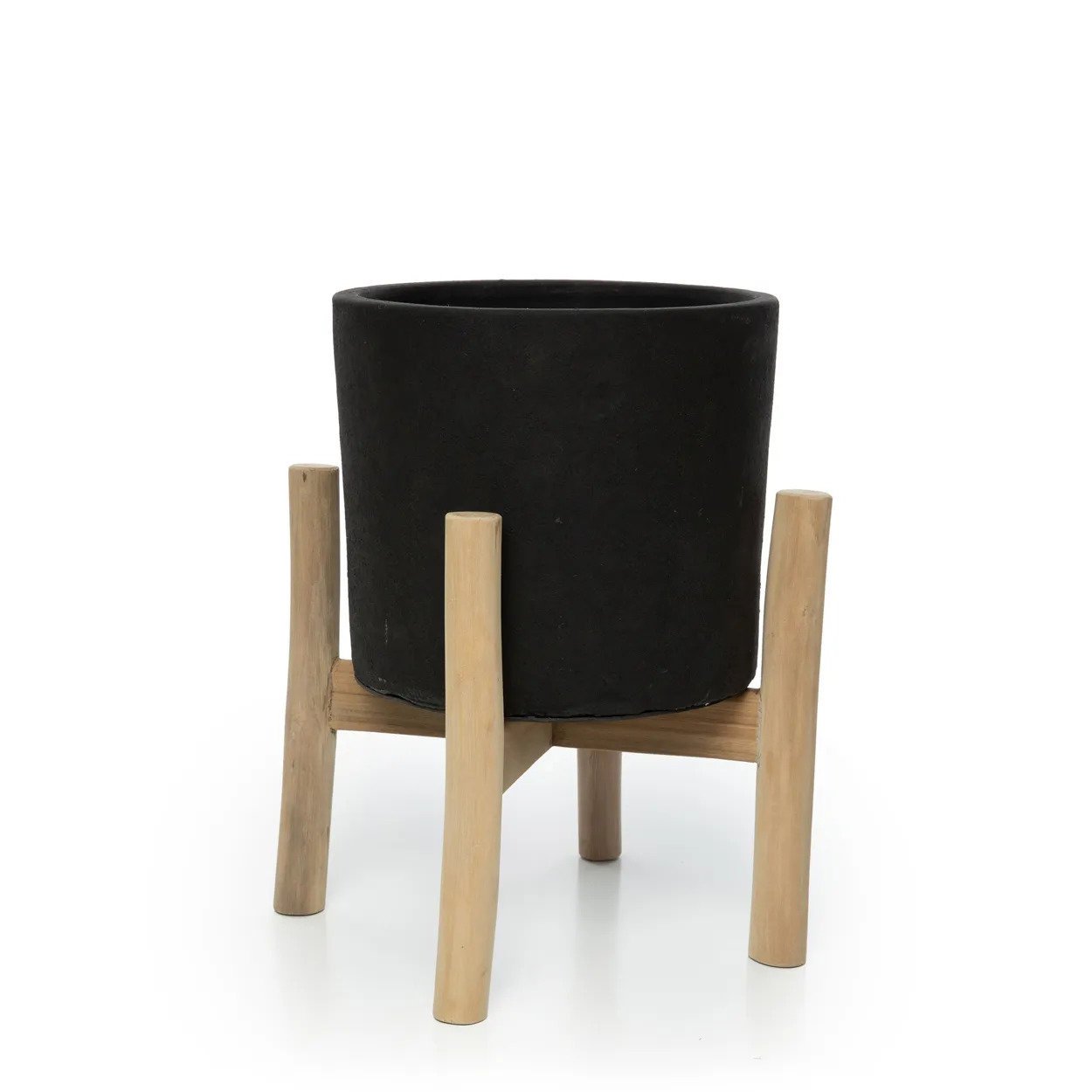 BB - Plantenhouder Charcoal Low - Zwart Natuurlook - S