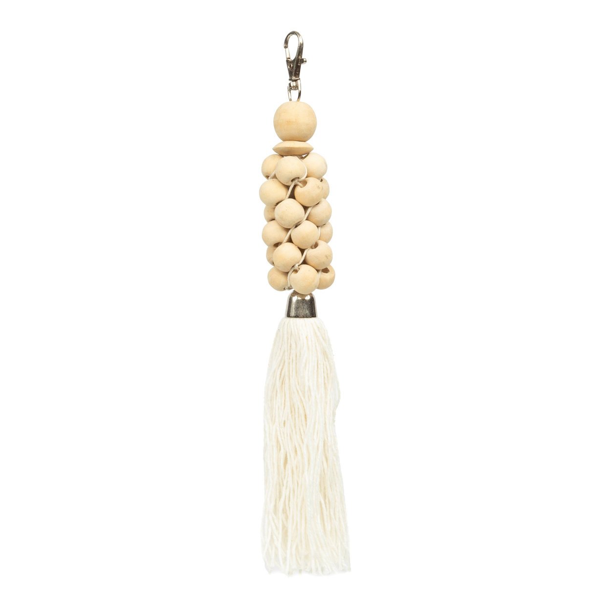 BB - Sleutelhanger houten kralen - Natuurlook wit