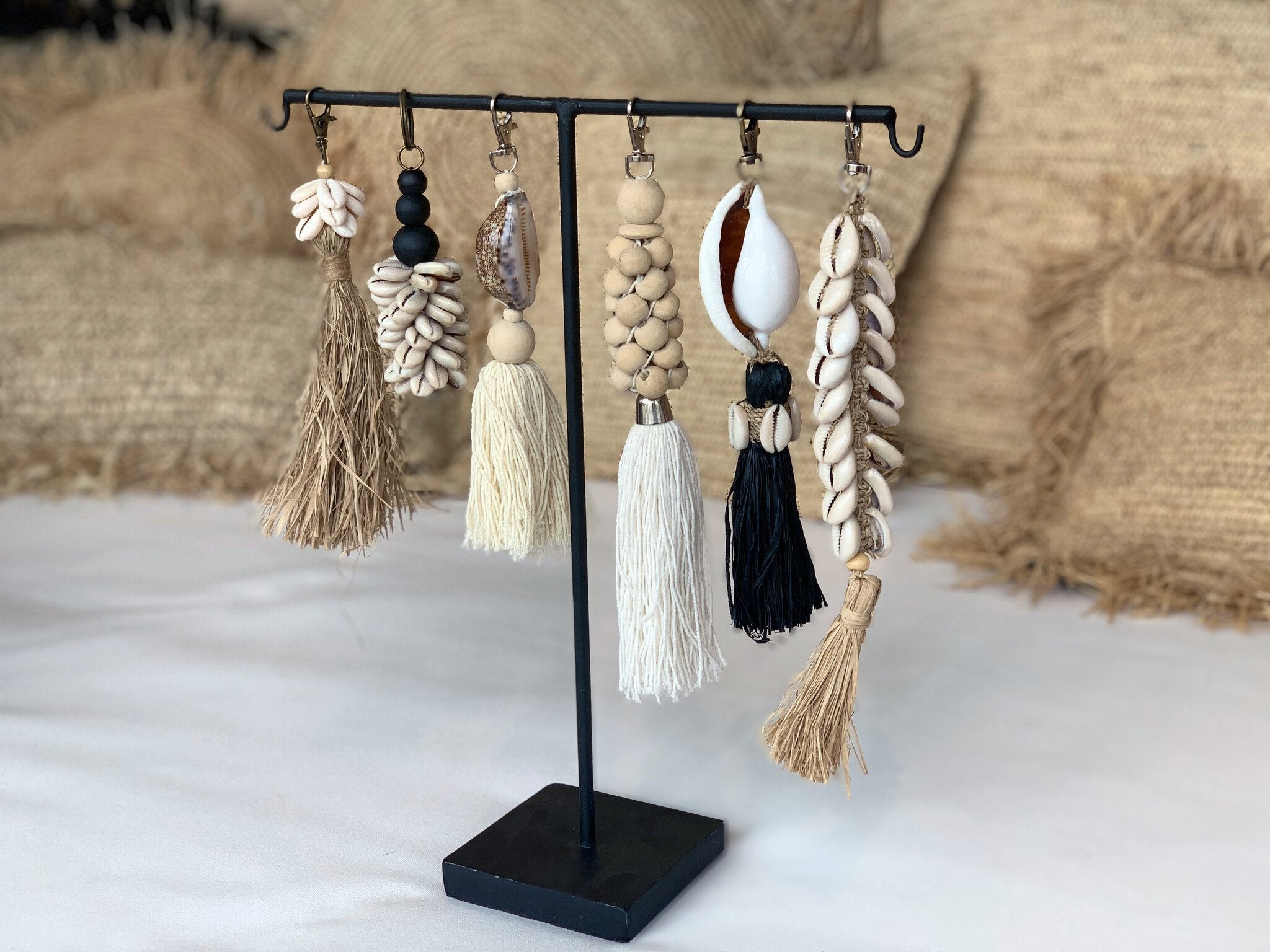 BB - Sleutelhanger houten kralen - Natuurlook wit