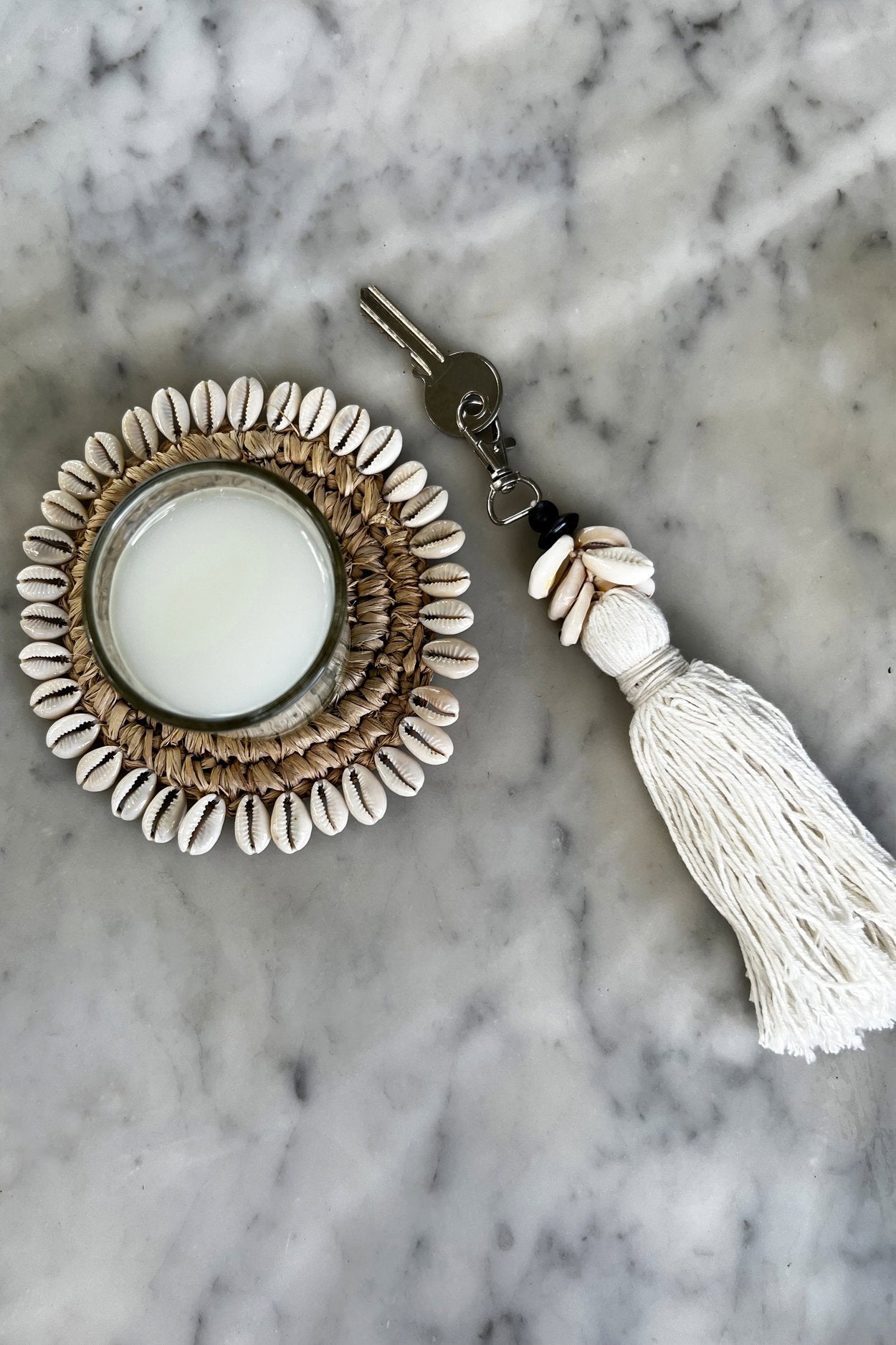 BB - Sleutelhanger Cowrie Tassel - Wit