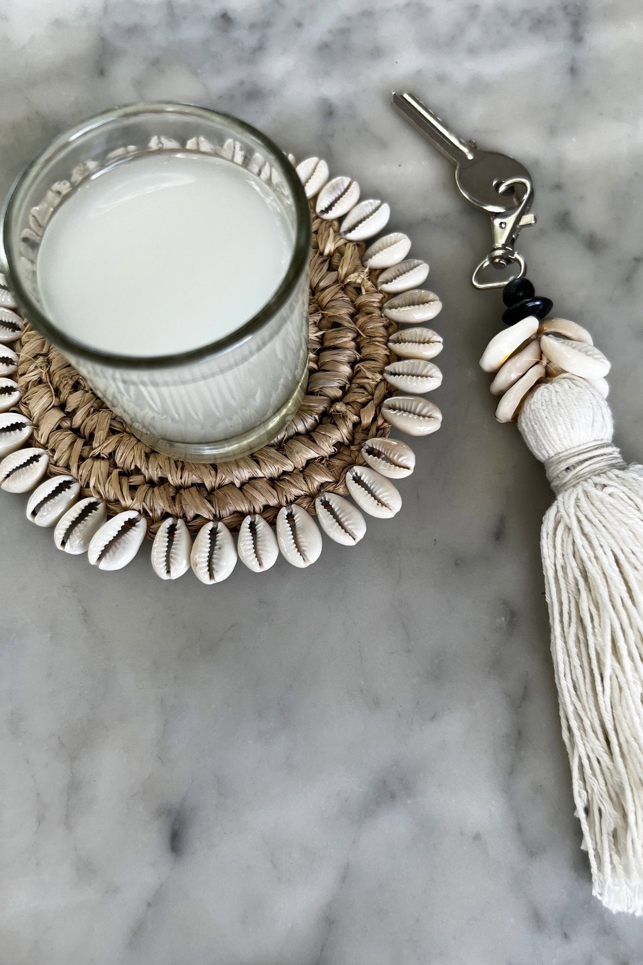 BB - Sleutelhanger Cowrie Tassel - Wit