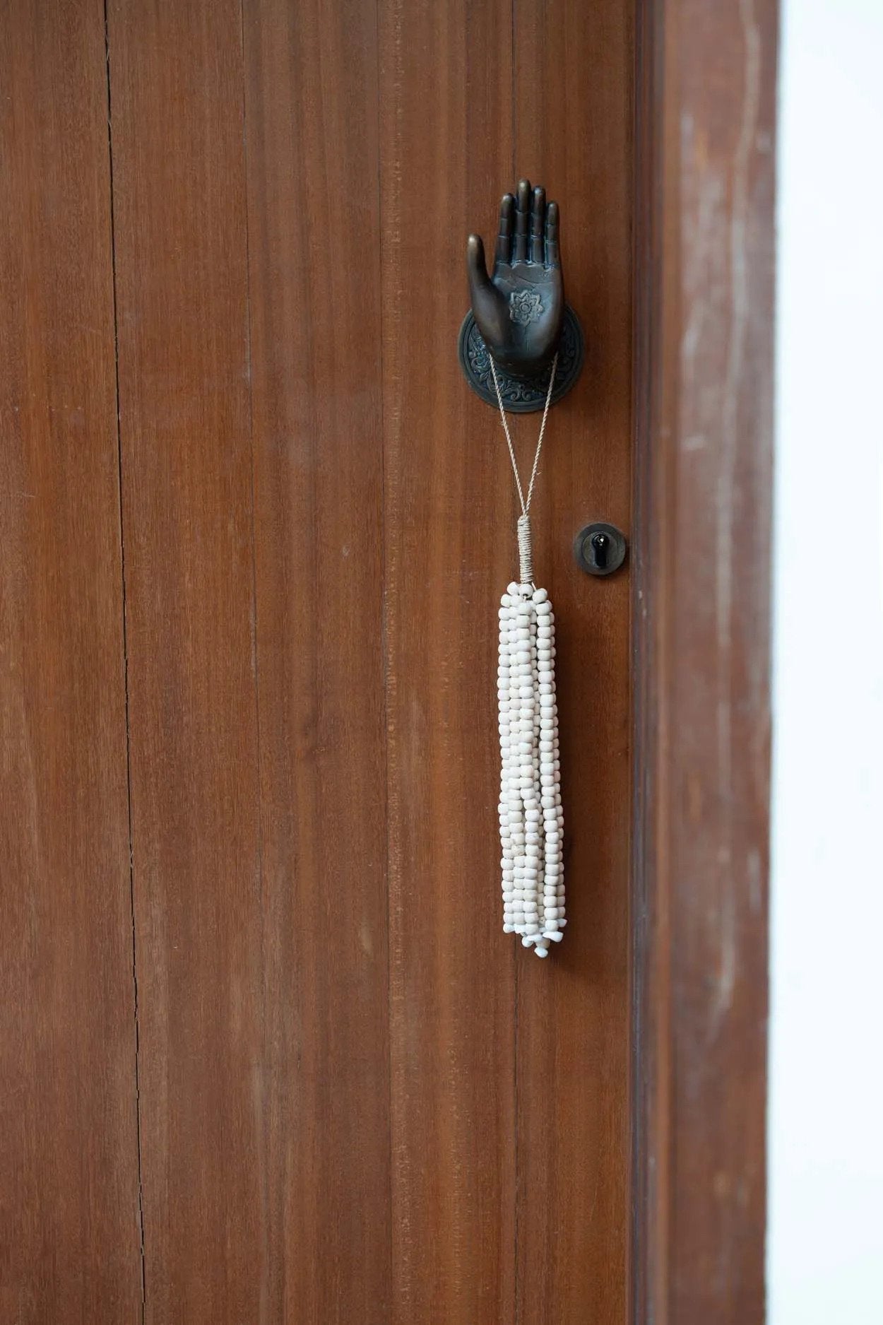BB - Decoratie houten kralen kwast - Natuurlook
