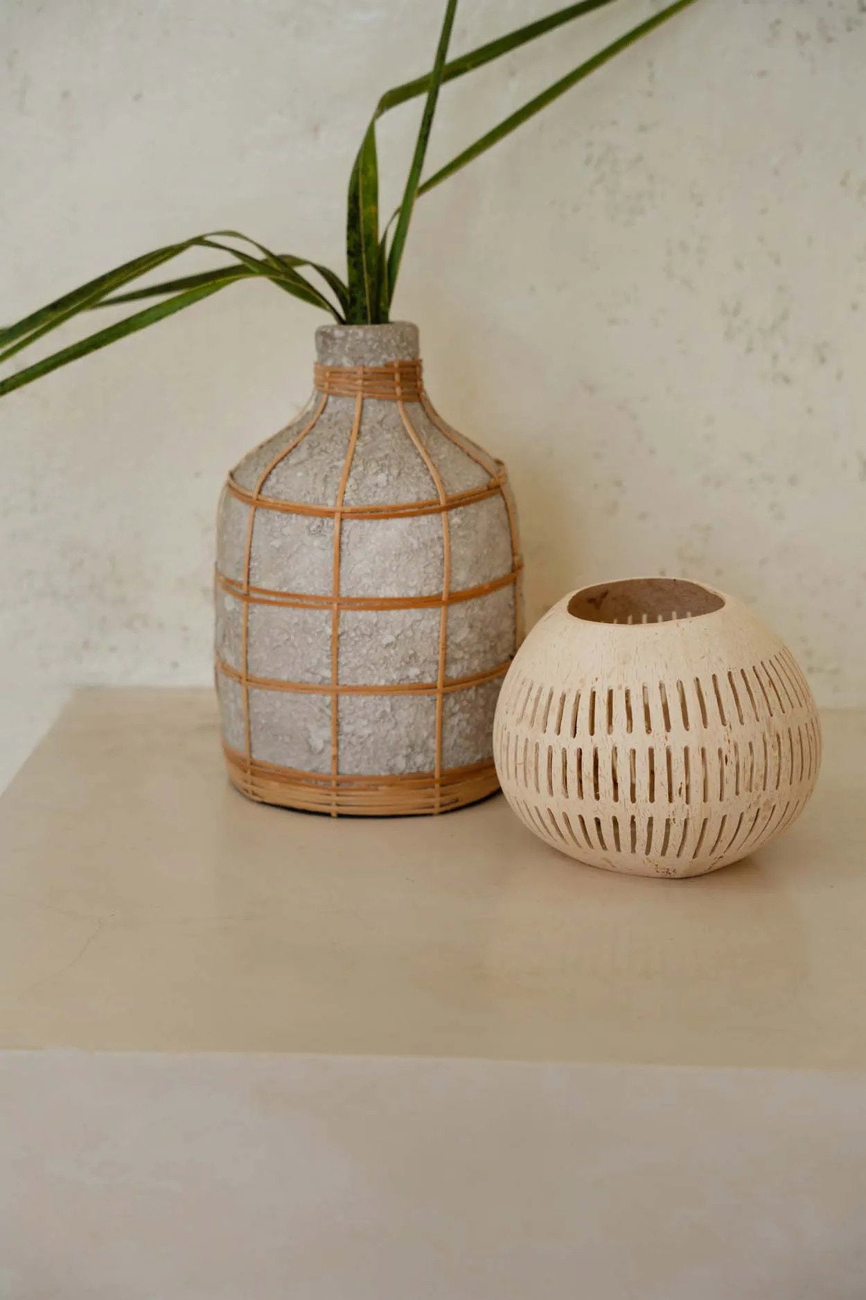 BB - Kaarsenhouder Coconut Stripe I - Natuurlook