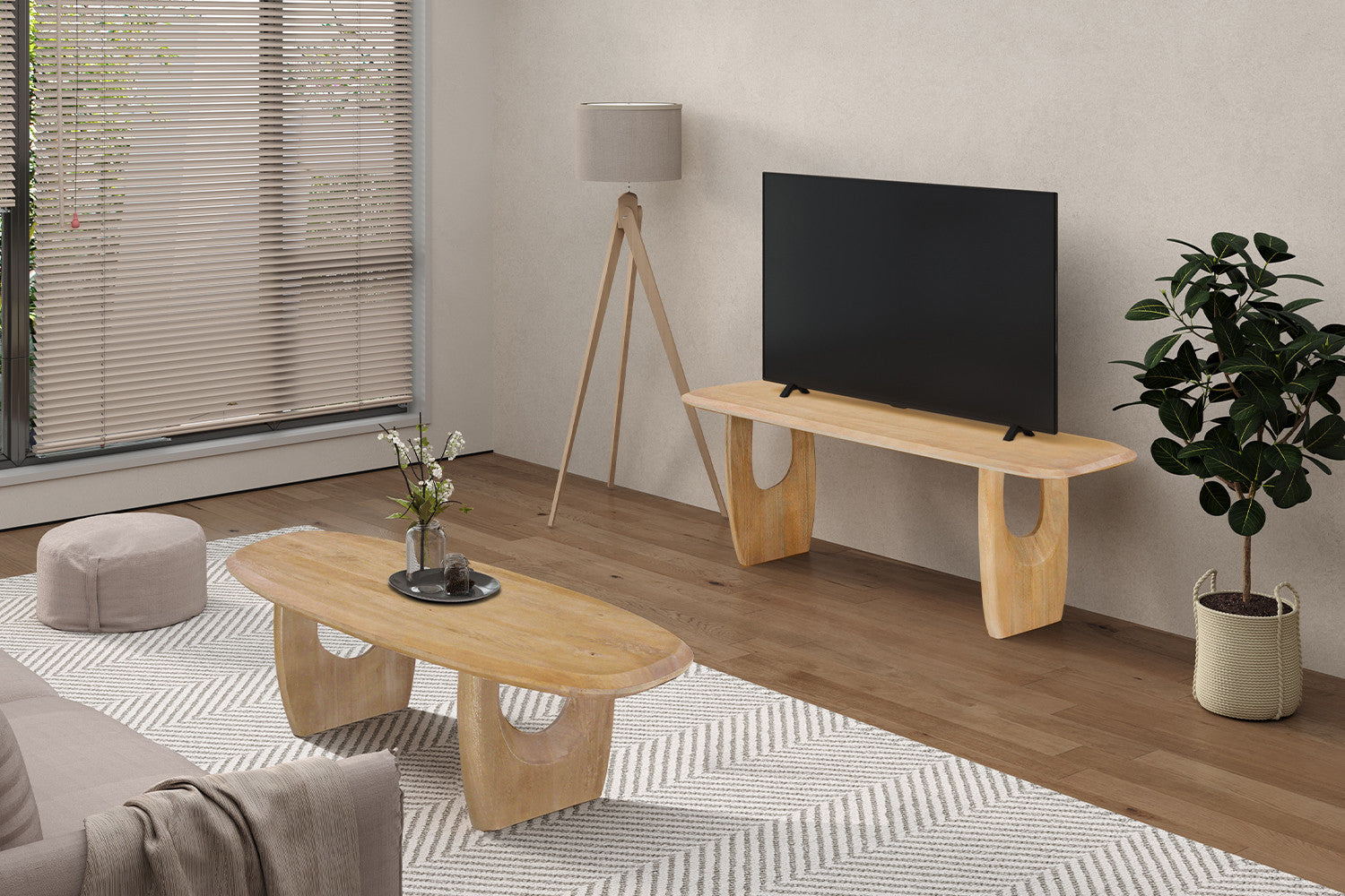 Rousseau - TV meubel Braga - Mangohout Amandel - 45x160x45 cm