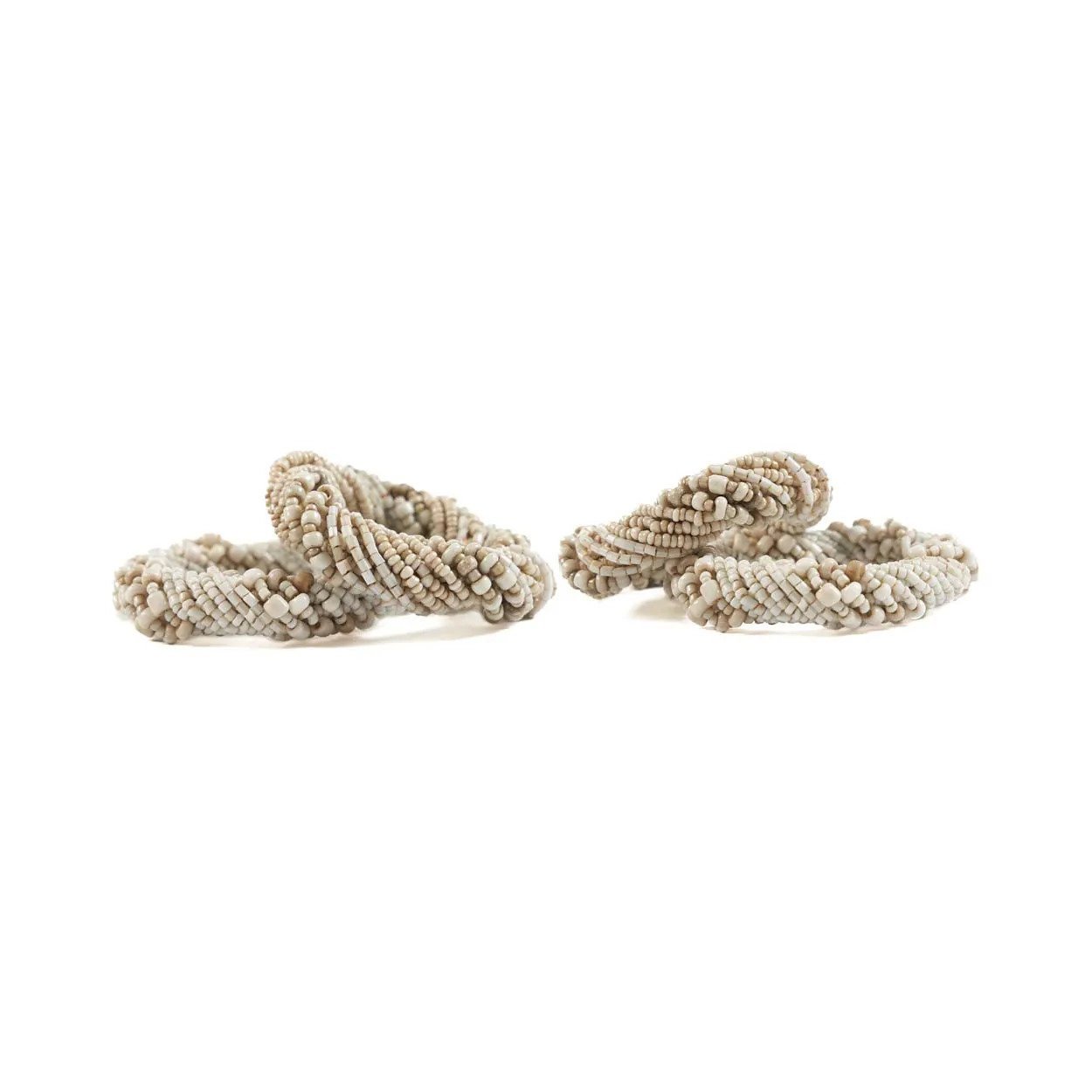 BB - Servietring kralen - Wit - Set van 4