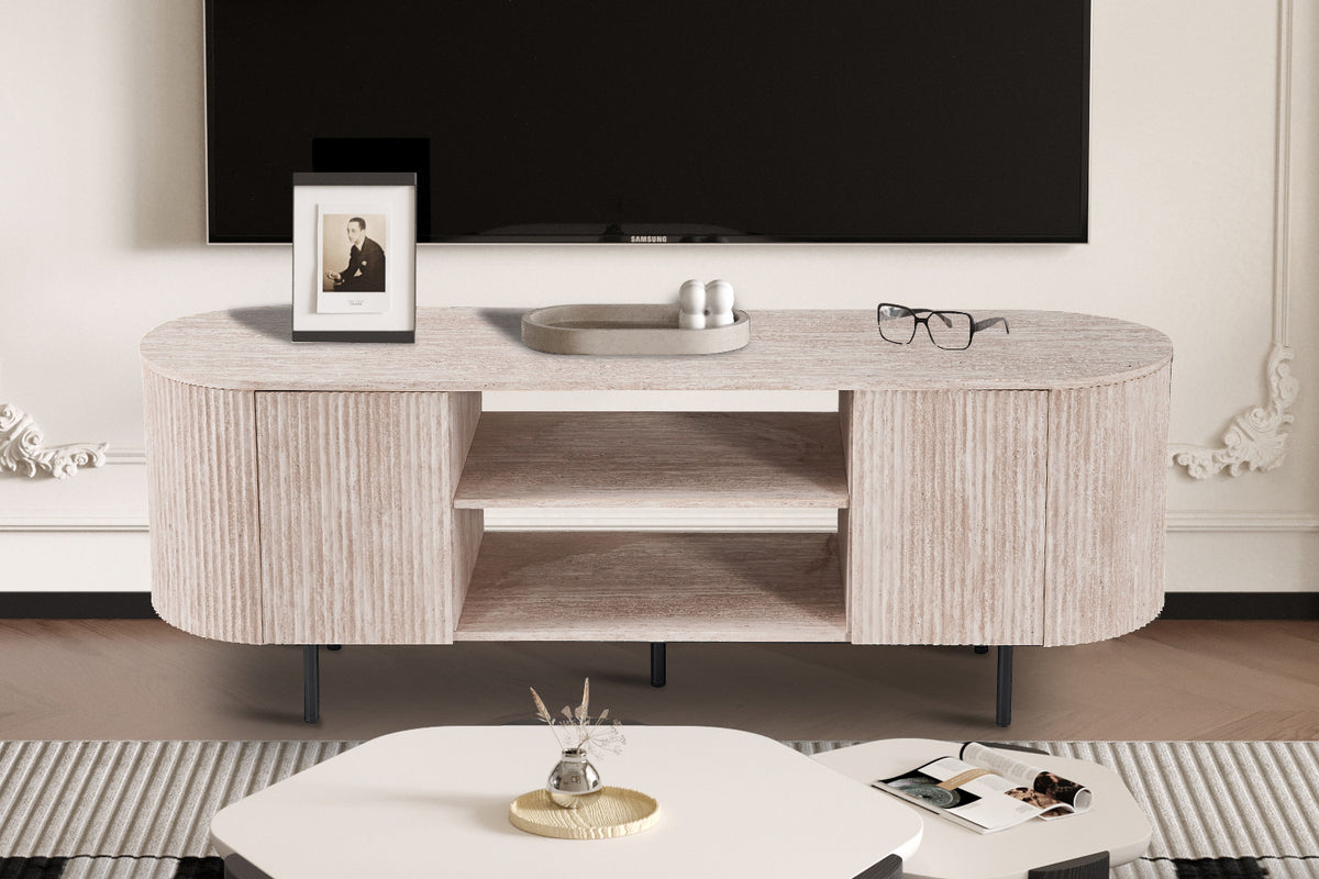 Rousseau - TV-meubel Lagos - Decor Travertin - Beige - 160x45x57.5 cm