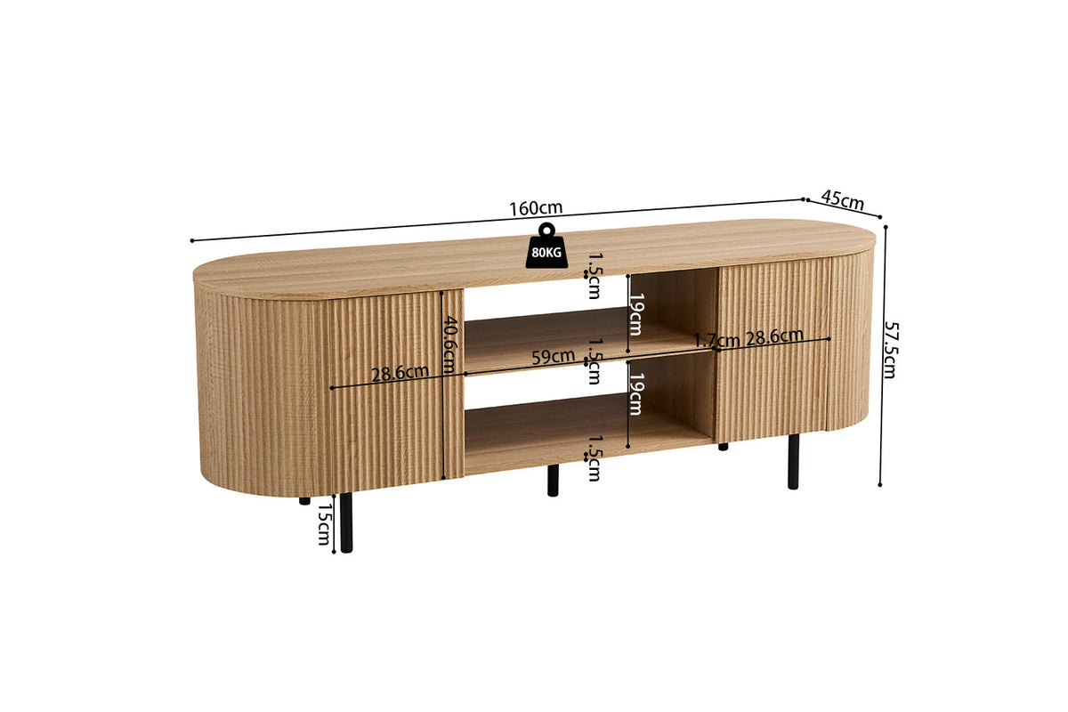 Rousseau - TV-meubel Lagos - Decor Eik - Naturel - 160x45x57.5cm