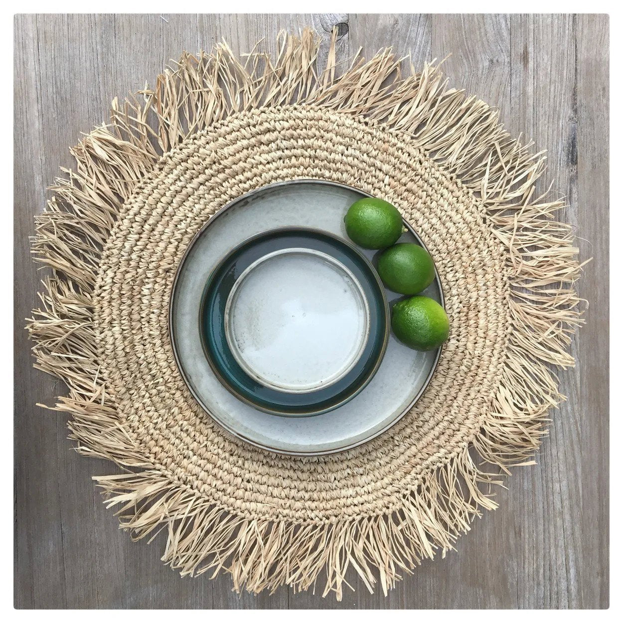 BB - Placemat Fringe Raffia Rond - Natuurlook