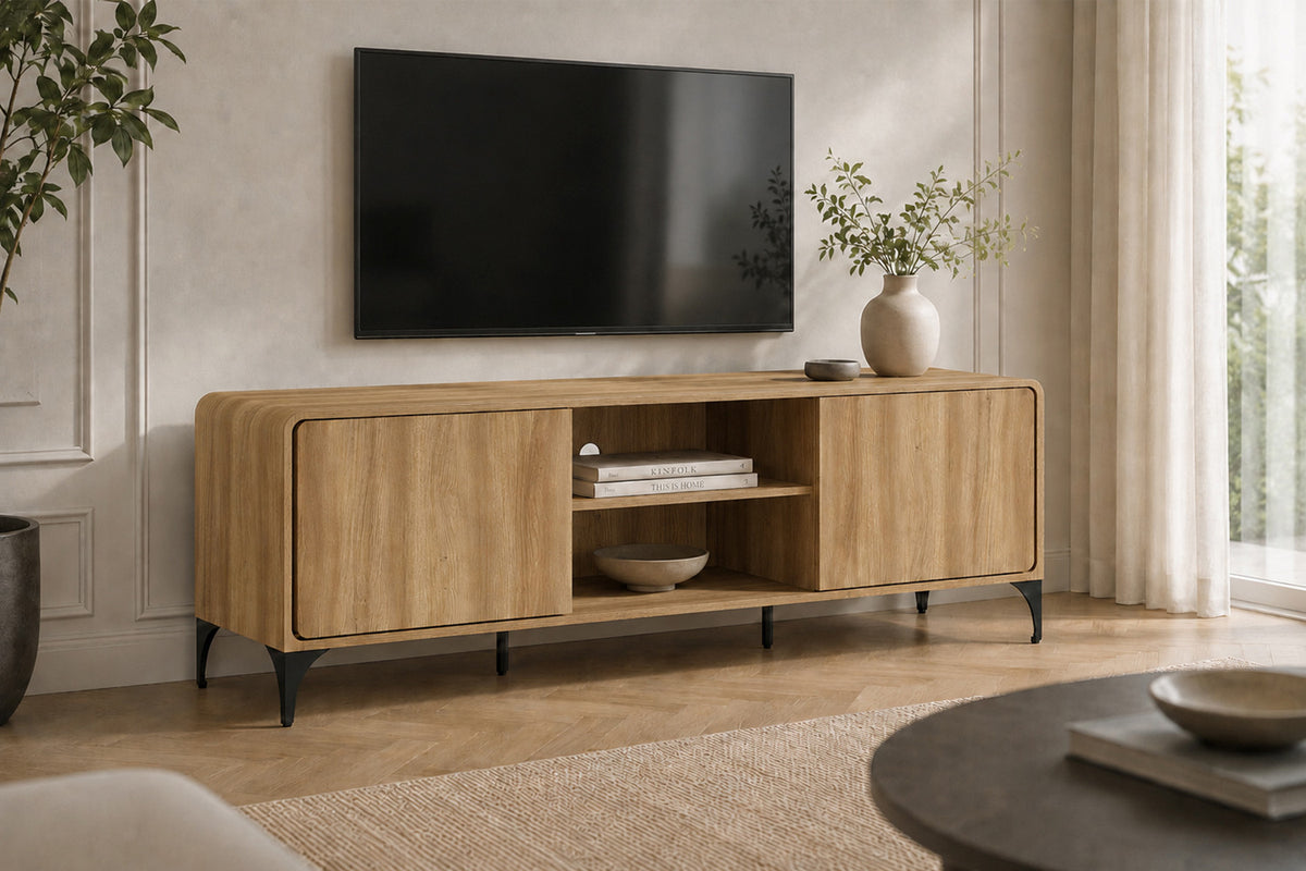 Rousseau - Meuble TV Florence - Chêne naturel - 55,2 × 170 × 40 cm