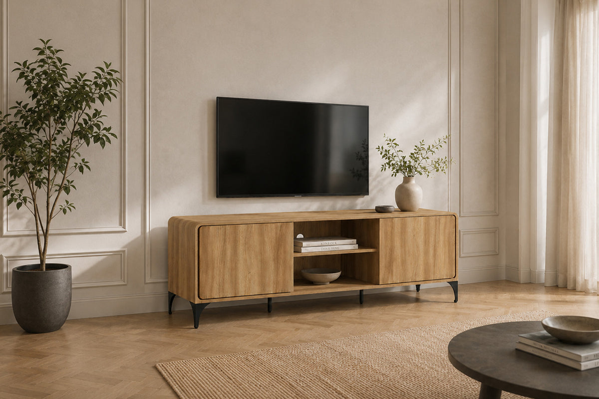 Rousseau - Meuble TV Florence - Chêne naturel - 55,2 × 170 × 40 cm