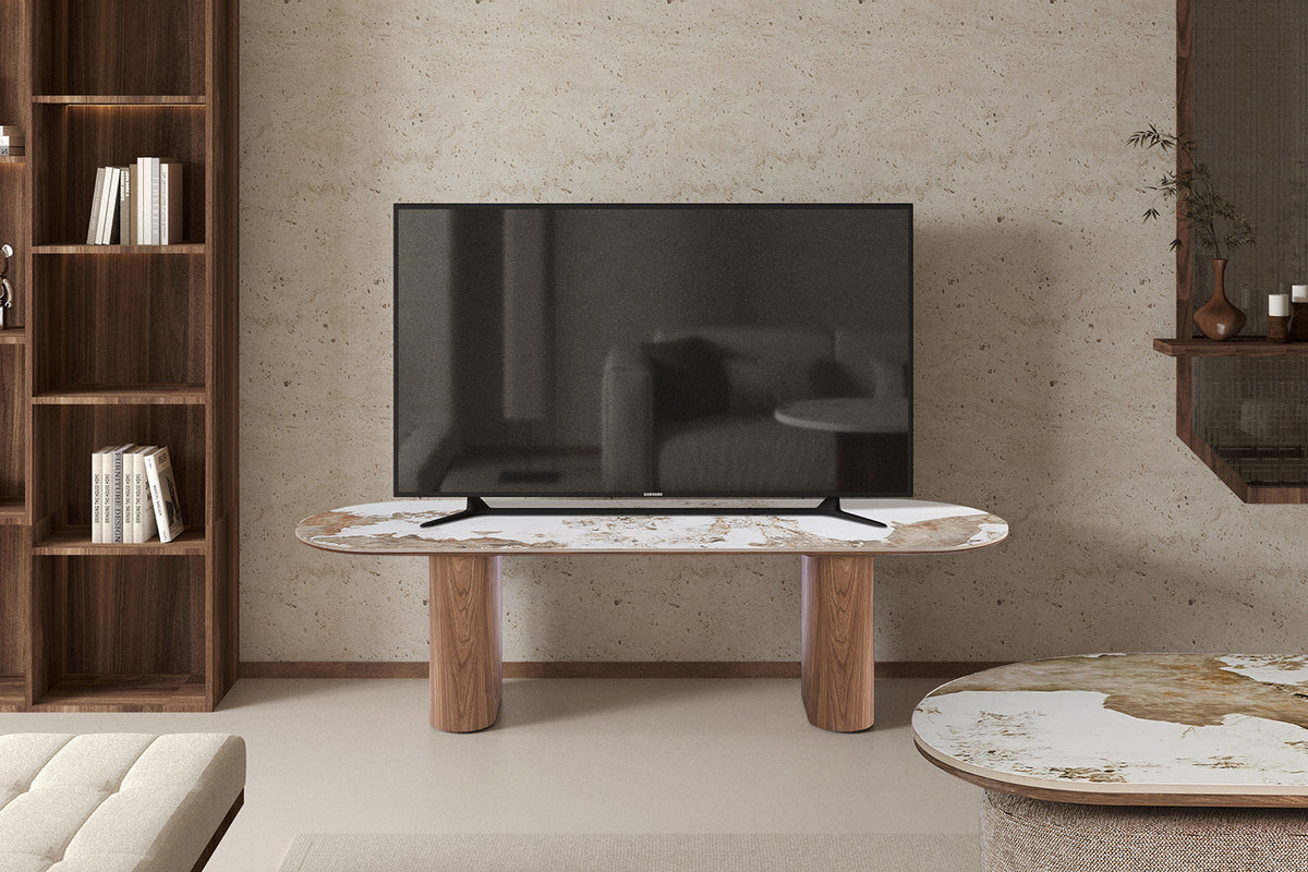 Rousseau - Tv-Meubel Evora - Glanzende Pandora-steen - 43x45x160 cm