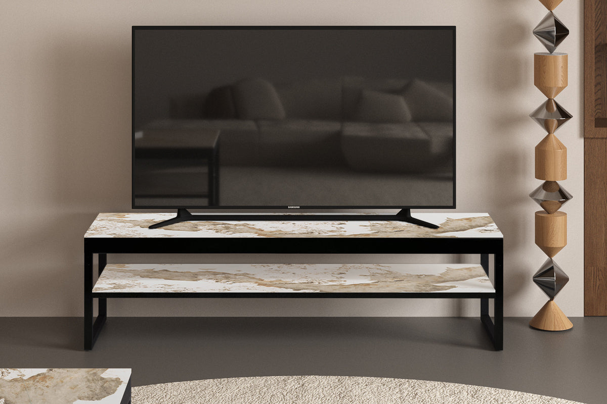 Rousseau - Meuble TV Axelle - Pierre Pandora brillante - 45 x 160 x 40 cm