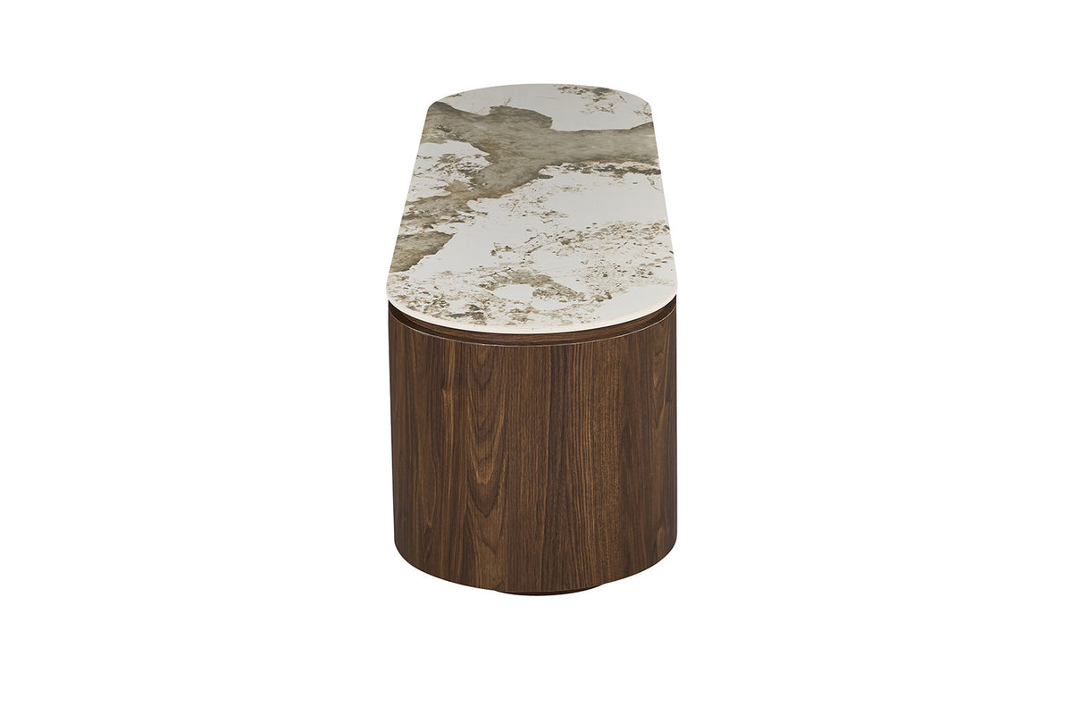 Rousseau - TV-meubel Tomar - Gerookte Eik - Glanzende Pandora-steen - 46.8 x 160 x 45 cm