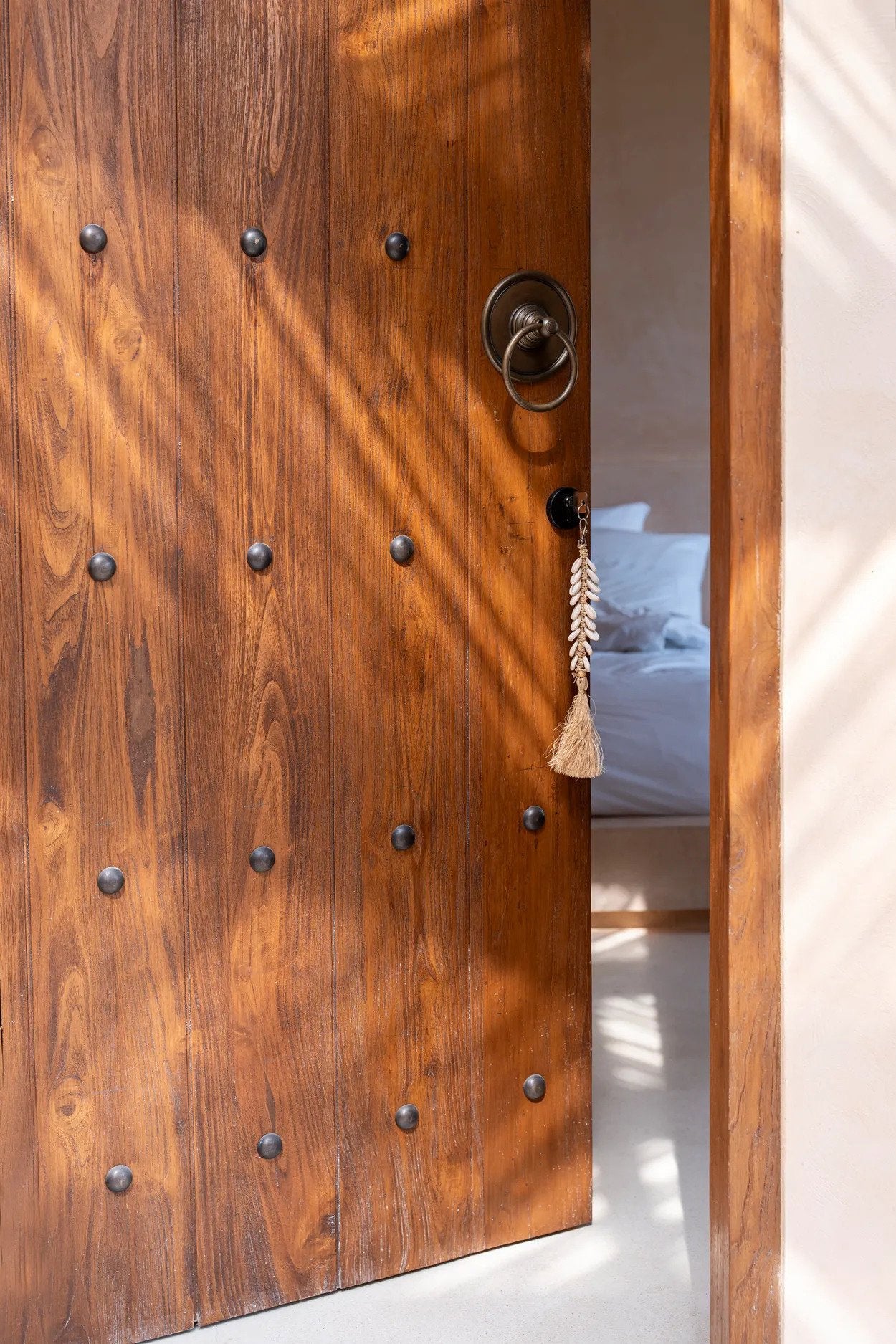 BB - Sleutelhanger Raffia Visgraat - Natuurlook Wit