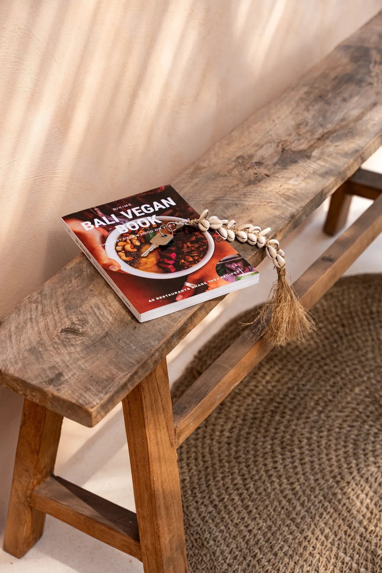 BB - Sleutelhanger Raffia Visgraat - Natuurlook Wit