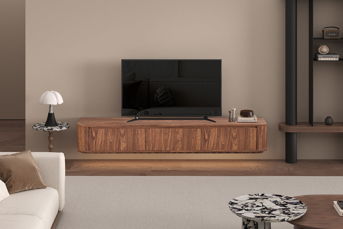 Rousseau - Meuble TV Monza - Chêne foncé 30x40x180 cm