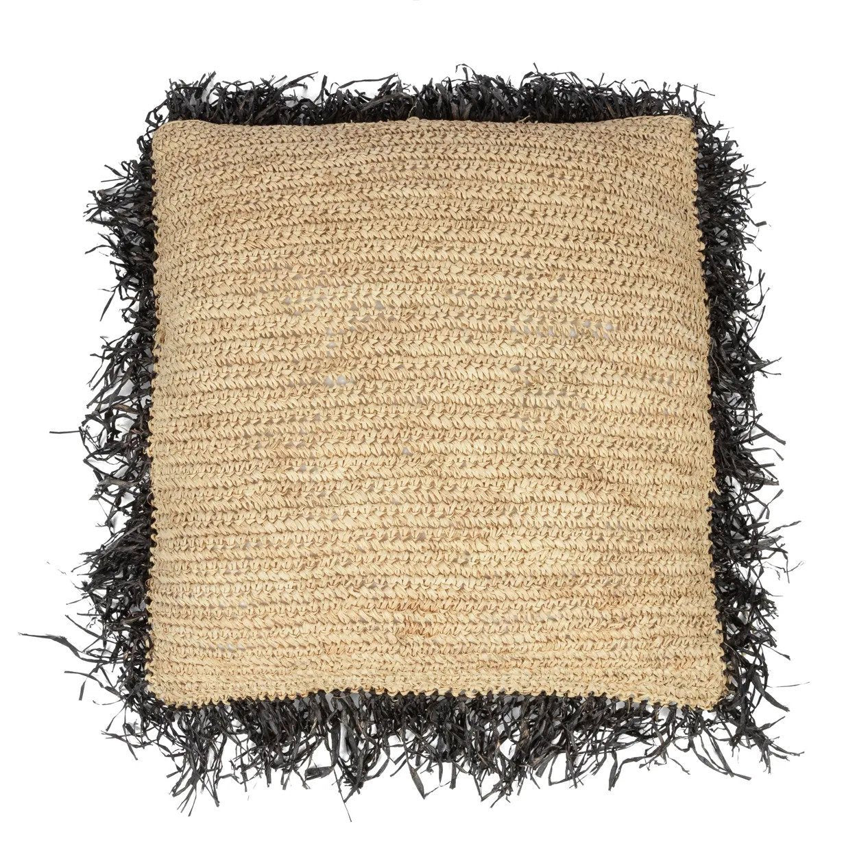BB - Kussenhoes Raffia Vierkant - Natuurlook Zwart - 60x60