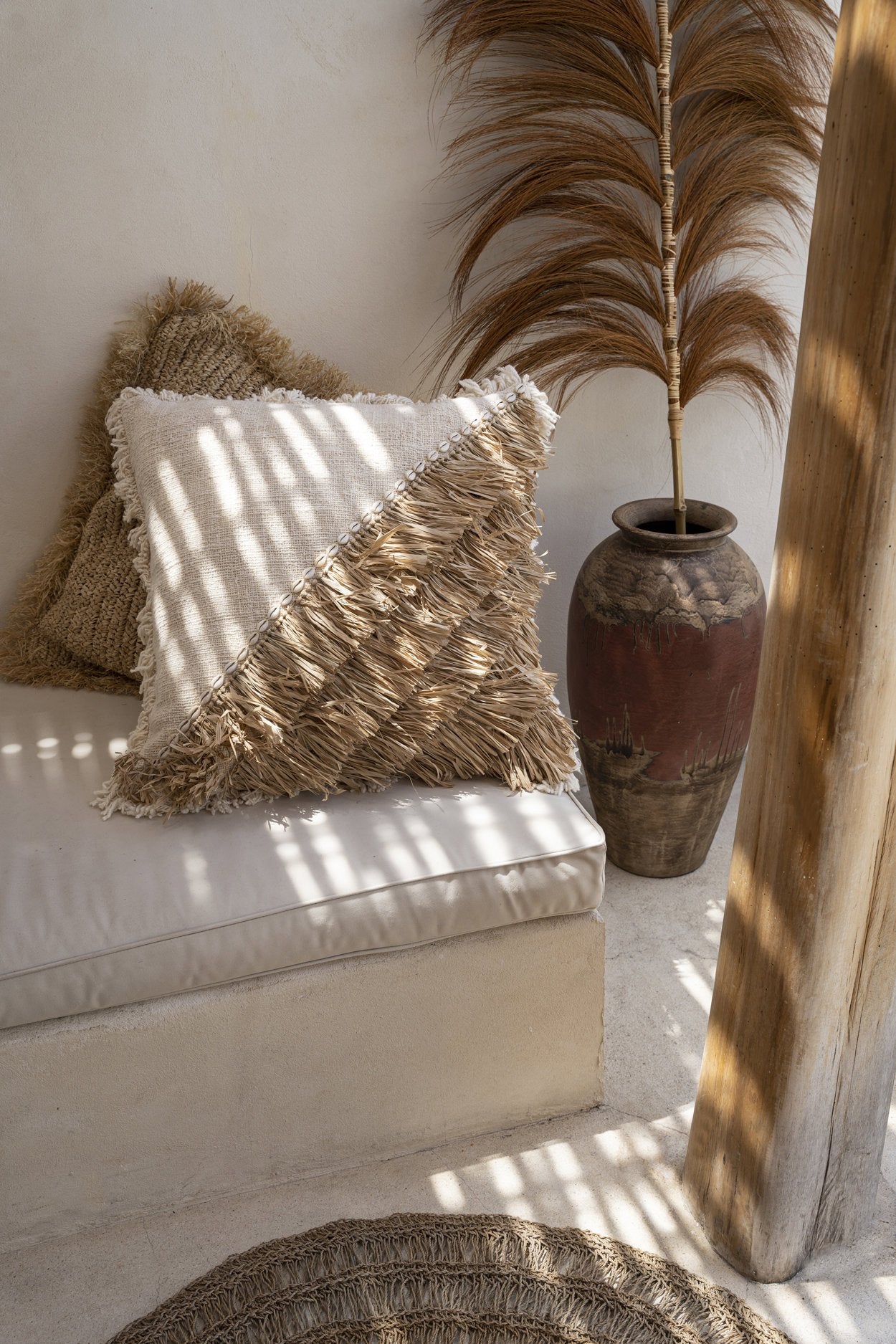BB - Kussenhoes Raffia Katoenen - Natuurlook Wit - 60x60