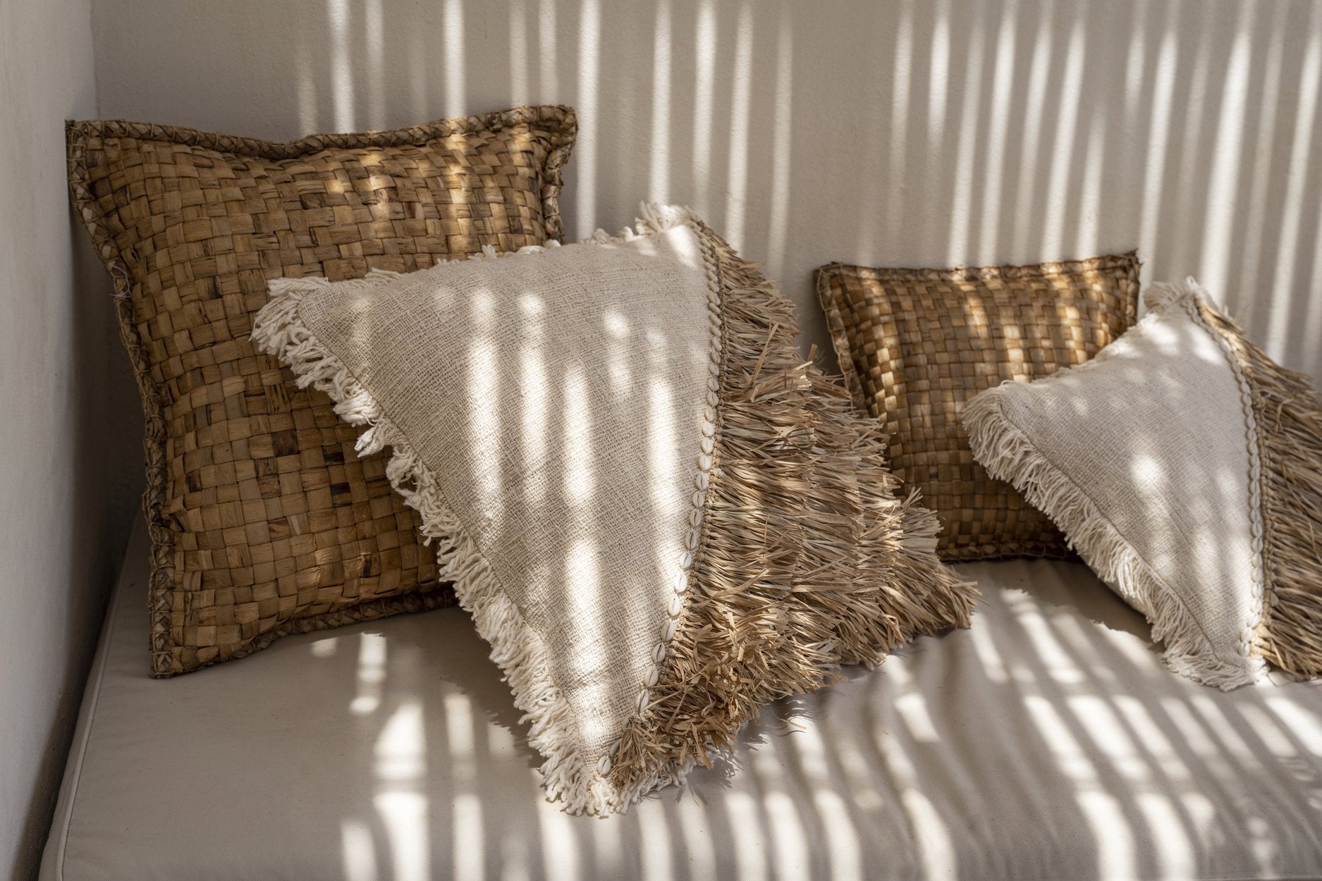 BB - Kussenhoes Raffia Katoenen - Natuurlook Wit - 60x60
