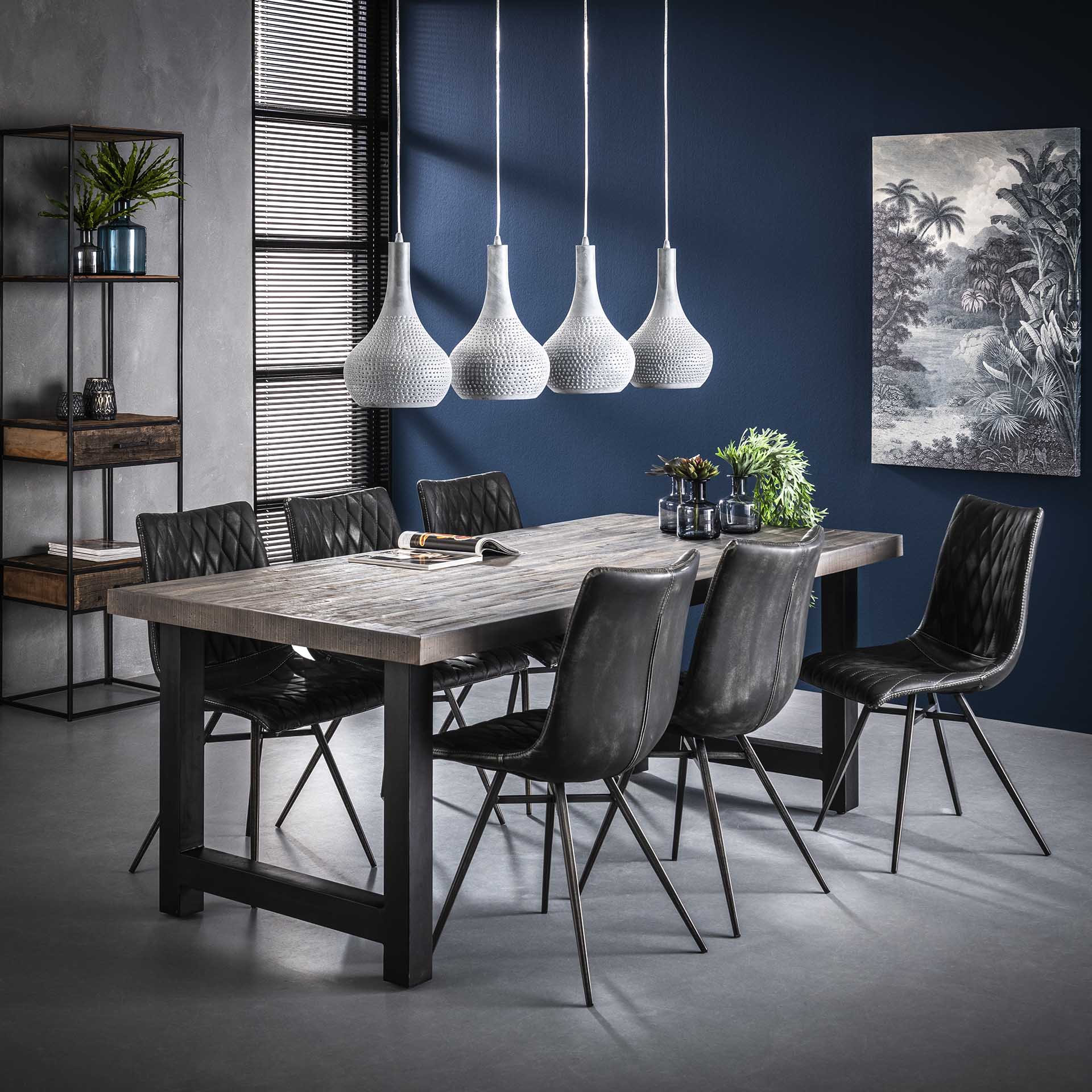 ZST - Eettafel Acasia - Massief - Donker Grijs Acacia - 165x77x85cm