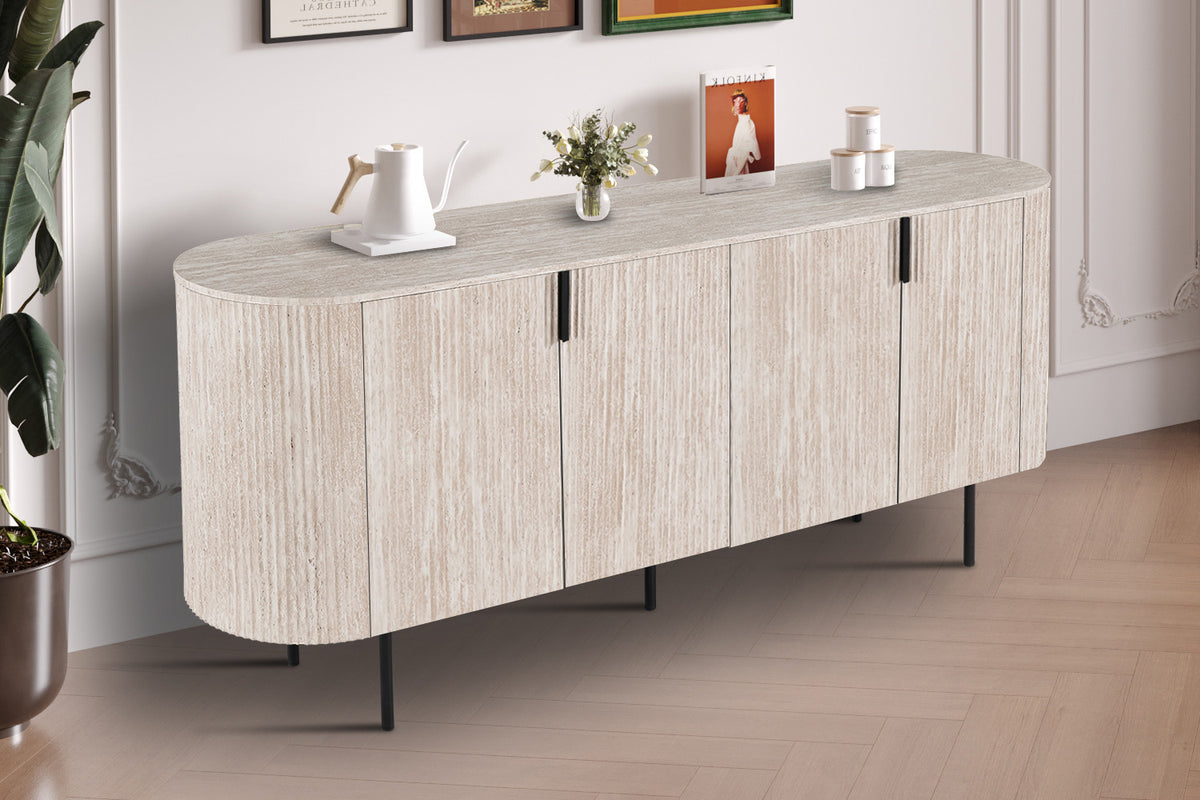 Rousseau - Dressoir Lagos 200 cm - Decor Travertin Beige - 80 x 200 x 45 cm