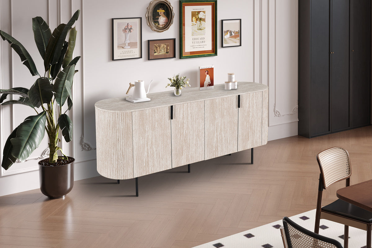 Rousseau - Dressoir Lagos 200 cm - Decor Travertin Beige - 80 x 200 x 45 cm