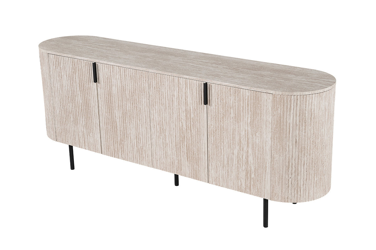 Rousseau - Dressoir Lagos 200 cm - Decor Travertin Beige - 80 x 200 x 45 cm
