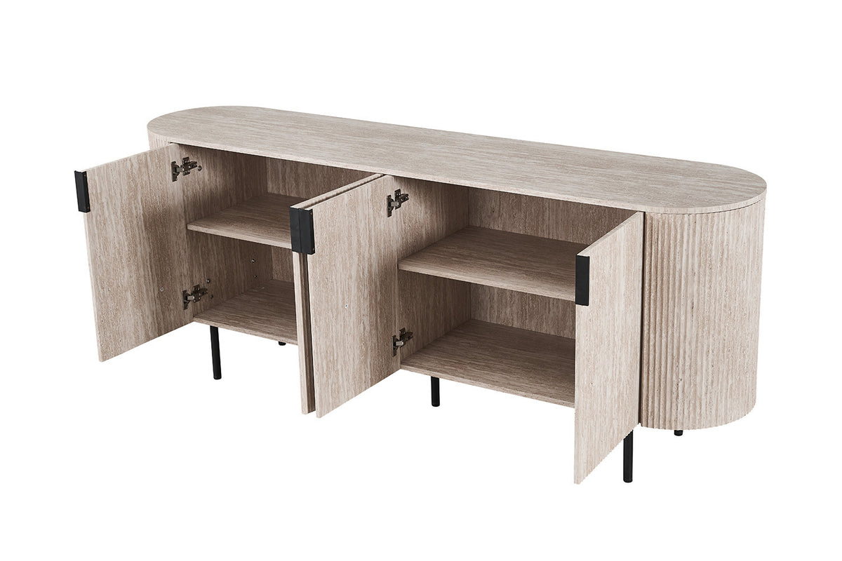 Rousseau - Dressoir Lagos 200 cm - Decor Travertin Beige - 80 x 200 x 45 cm