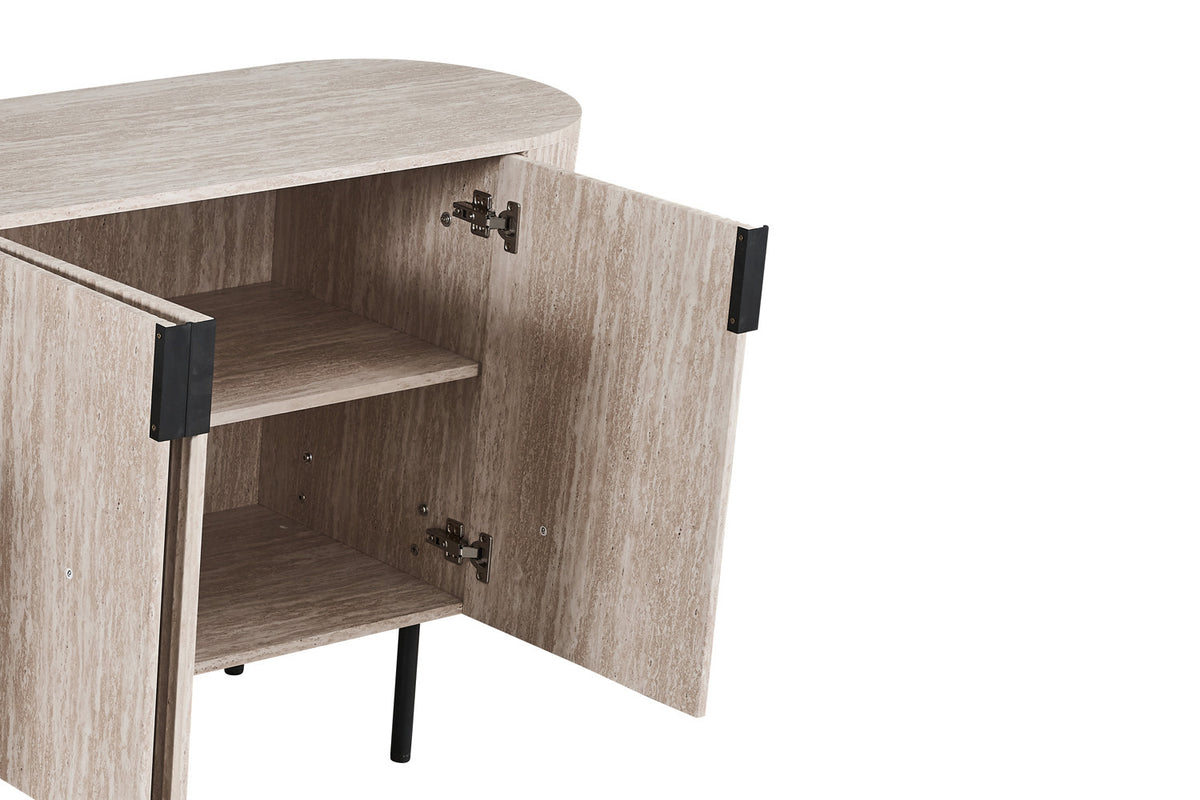 Rousseau - Dressoir Lagos 200 cm - Decor Travertin Beige - 80 x 200 x 45 cm